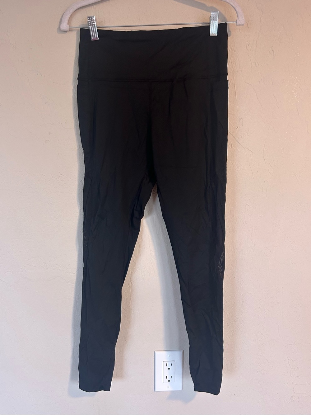 Womens Black Leggings Large Mesh Leg  (1703)